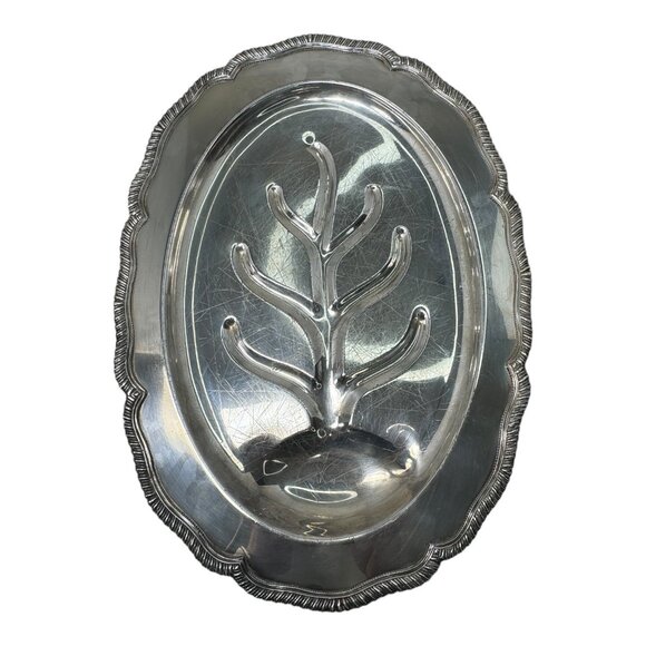 W&S Blackington Kings Court Fine Silver Plate Serving Tray, Embossed Border, Mea - Picture 1 of 10